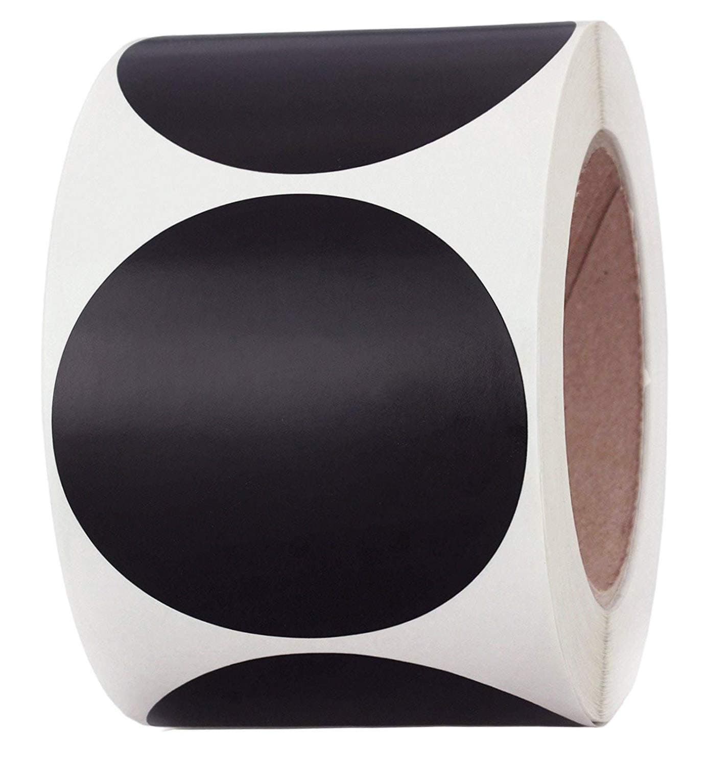 3" Black Color Coding Dot Labels | Permanent Adhesive Round Stickers, Writable Surface - 250 Circle Inventory Stickers Per Roll (Black)
