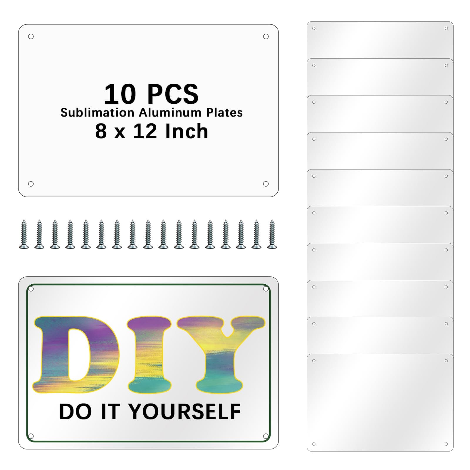 10 pcs sublimation metal sign blanks,8X12 inch sublimation sign blanks Heat Transfer blank metal sign,sublimation yard sign for Sublimation & Yard Signs