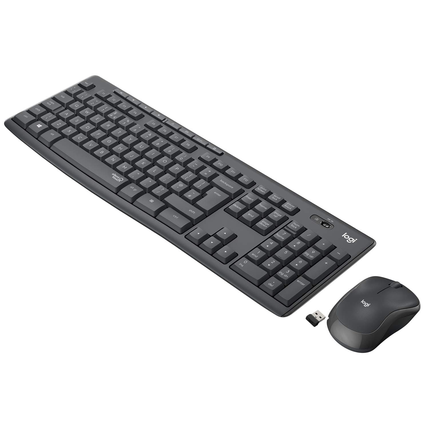 MK295 Silent Wireless Mouse & Keyboard Combo with SilentTouch Technology, Full Numpad, Advanced Optical Tracking, Lag-Free Wireless, 90% Less Noise, QWERTY UK English Layout - Black