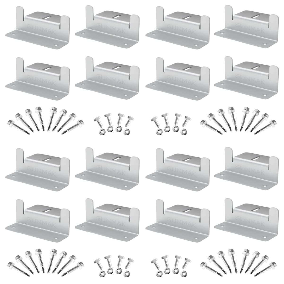 SUNMAK 16 Units per Set Solar Panel Mounting Z Brackets, Solar Panel Mounting Brackets Lightweight Aluminum Corrosion-Free for RVs, Trailers, Boats, Yachts, Wall and Other Off Gird Roof