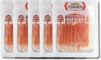 Ferrarini Prosciutto Italiano - Premium Italian Cured Ham, Sliced 15oz (5 x 3oz Packs)