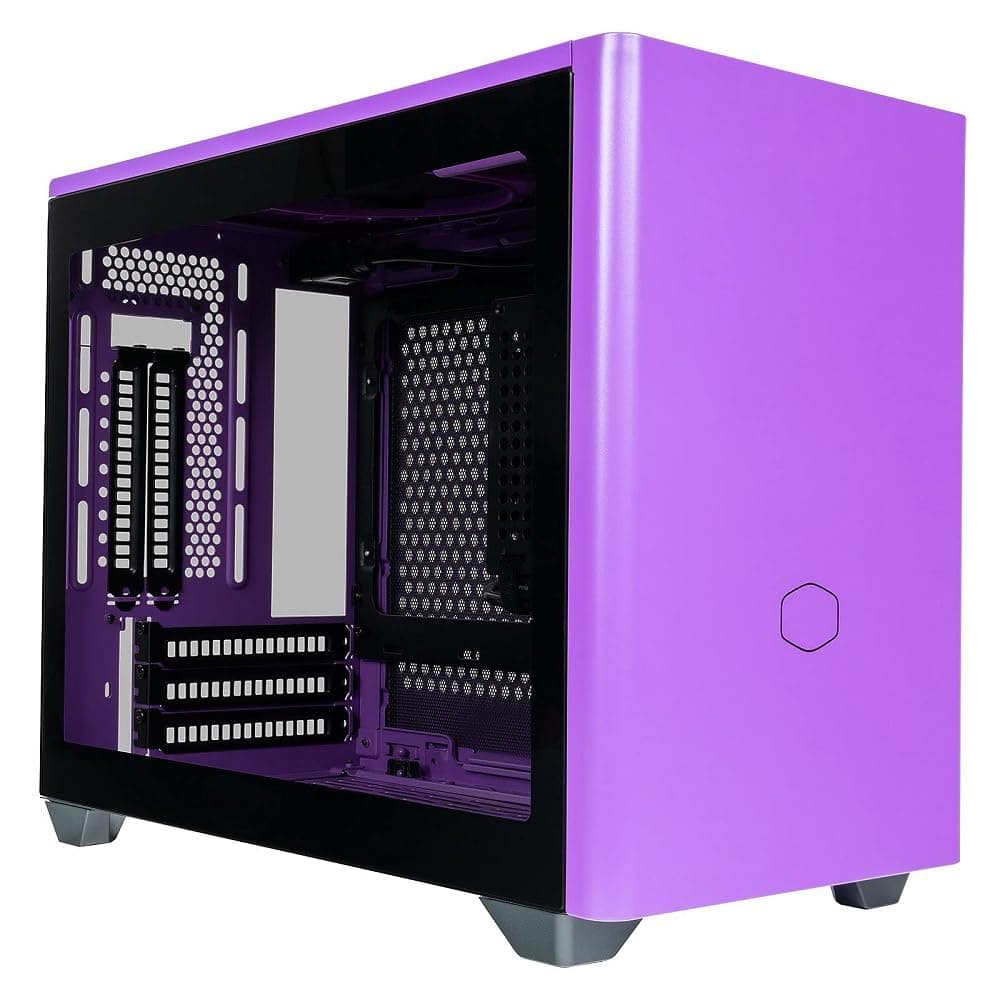 Cooler Master MasterBox NR200P Mini ITX Computer Case - Tempered Glass Side Panel, Superior Cooling Options, Vertical GPU display, Tool-Free 360 Degree Accessibility - Purple