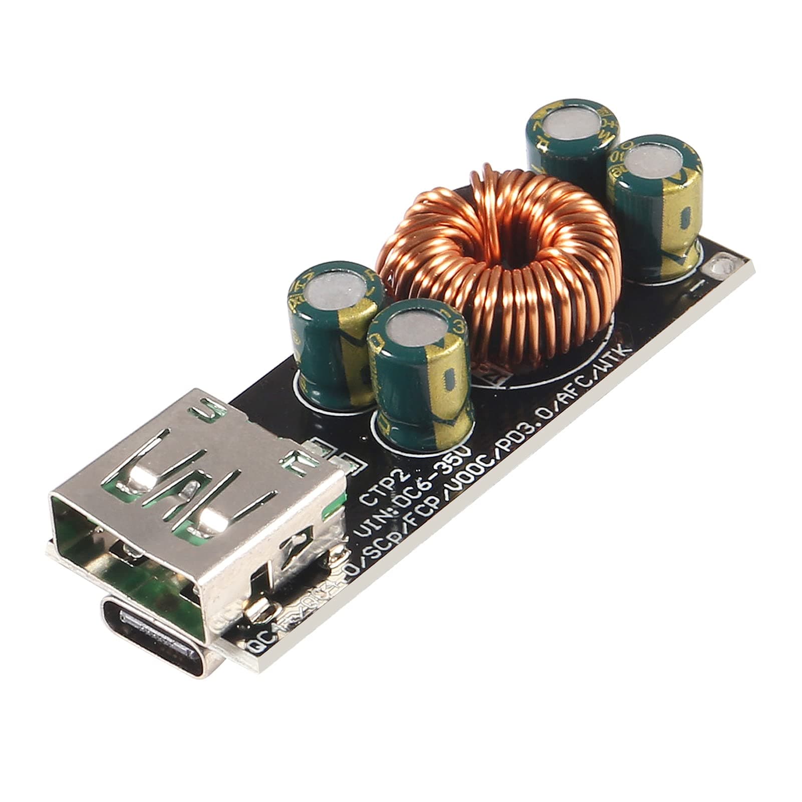 60W 6-35V DC to USB Type C PD 3.0 QC4 Type A QC3.0 DC Fast Charge 12V 24V Step-Down Power Module USB Type-C Mobile Phone Quick Charge Adapter (1pcs)