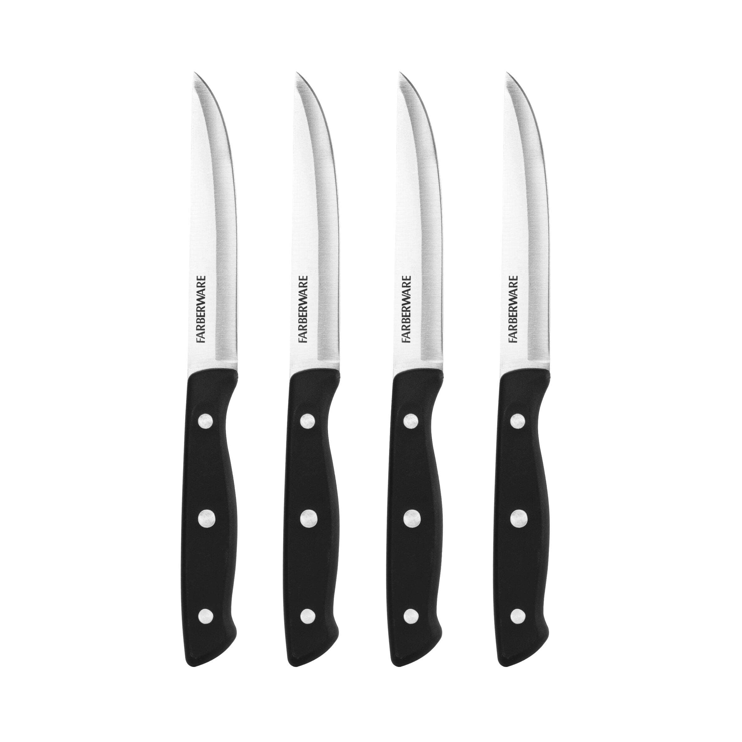 Triple-Riveted 4-Piece Steak Knife Set, High-Carbon Stainless Steel, Razor-Sharp Knives, Kitchen Knives, Set of 4, Black