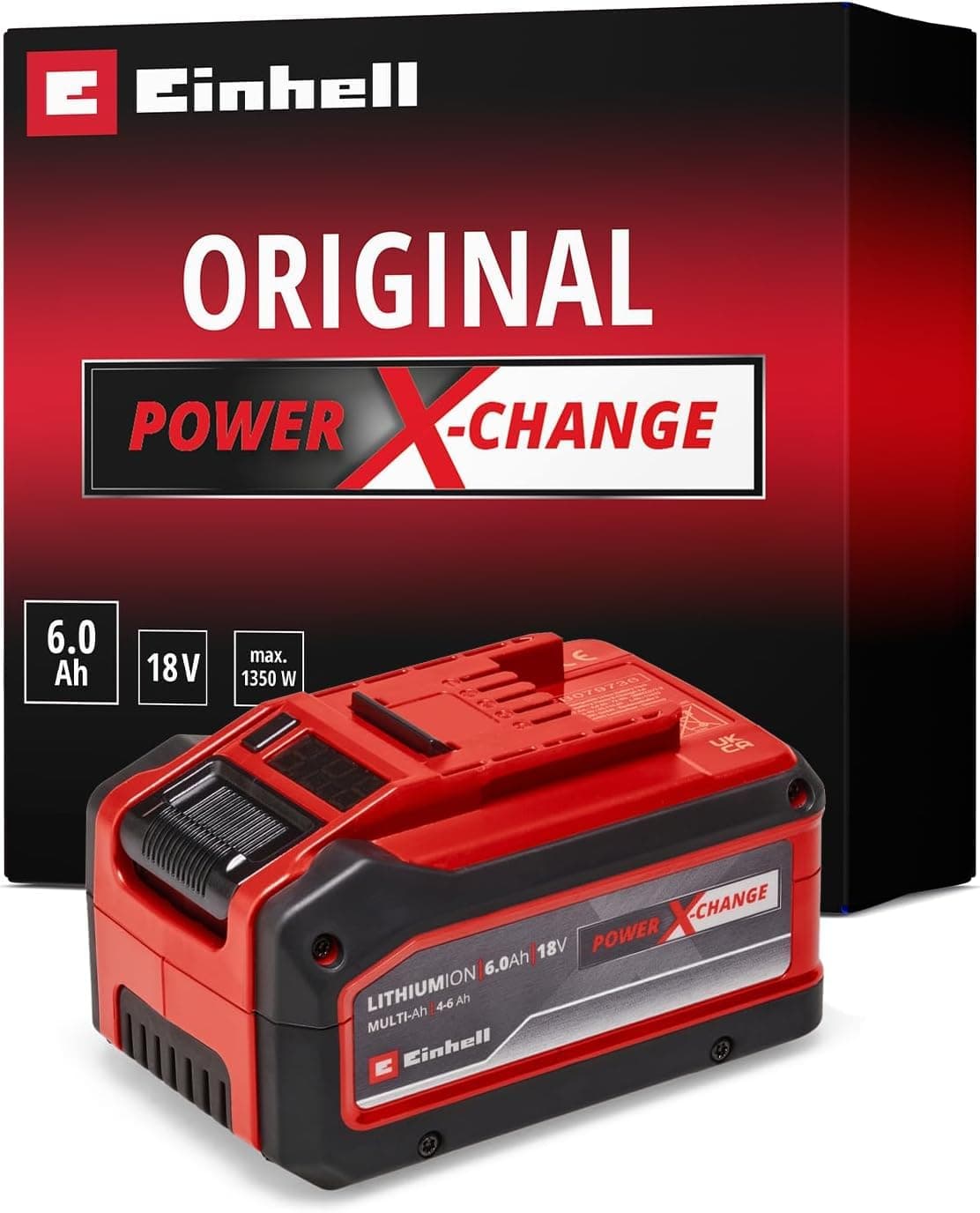Einhell 18V 4-6 Ah Multi-Amp Hour Lithium-Ion Battery, Power X-Change Plus, Extra Power for Intensive Operation, Universally Compatible with All Einhell PXC Power Tools and Garden Machines