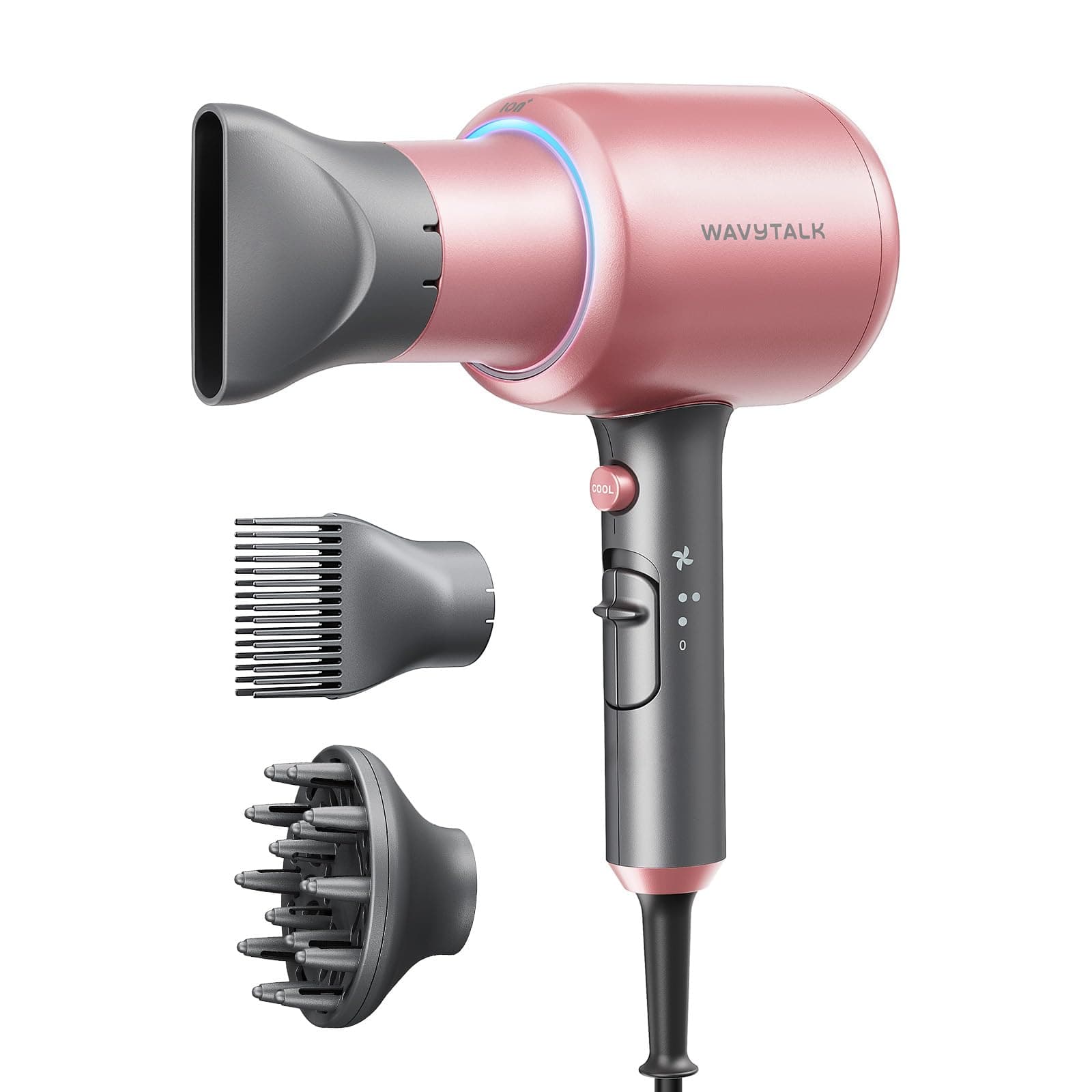 Wavytalk Ionic Hair Dryer Blow Dryer with Diffuser & Comb for Curly Hair Professional 1875W High Power Dryer with Ceramic Technology for Fast Drying as Salon Light and Quiet