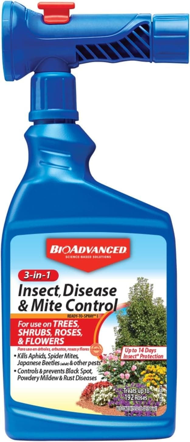 BioAdvanced 3-in-1 Insect, Disease, and Plant Mite Control - Insecticide, Fungicide & Miticide - Ready-to-Spray- Prevents Pests and Diseases - Up to 30 Days Protection - 32 fl oz Bottle
