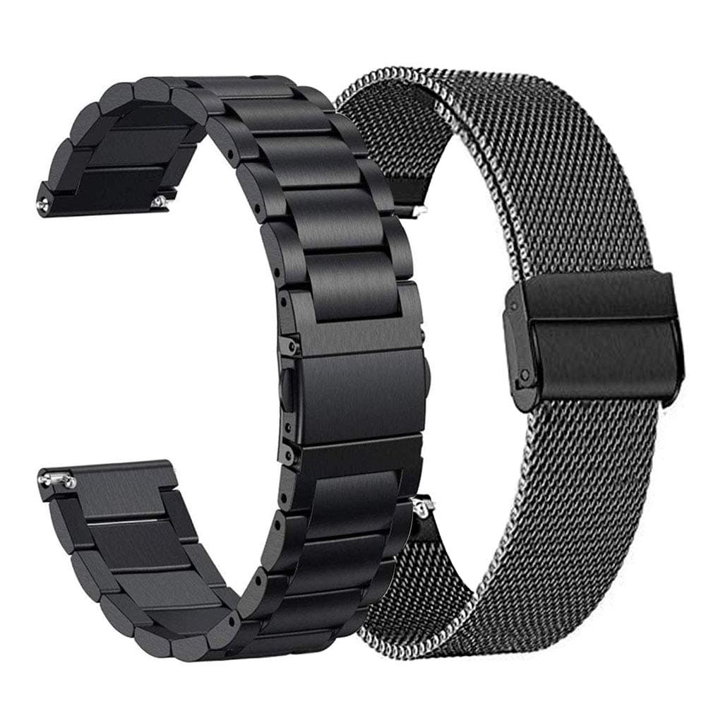 Compatible with Amazfit Active 2/ GTS 4 Mini/GTS 4 /GTS 3/ GTS 2/2 Mini/2e Watch Bands, 2 Pack Stainless Steel Mesh Strap Bracelet Replacement for Amazfit Bip/Bip 3 Pro/Bip U Pro Man Women