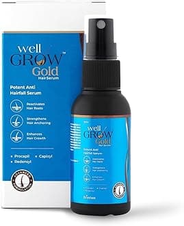 WellGrow Gold Hair Serum for Hair Growth & Care 30 ml | Strengthens Roots, Reduces Hair Fall | For Men & Women | Non-Sticky, Lightweight Formula