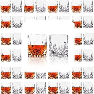 LEMONSODA Crystal Cut Old Fashioned Whiskey Glasses Set of 2, 4, 6-10oz Ultra-Clear Premium Lead-Free Rocks Glass Tumbler For Drinking Bourbon, Scotch, Cognac, Cocktails (Set of 36)(2090)
