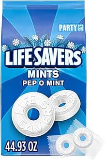 LIFE SAVERS Pep-O-Mint Peppermint Hard Candy Individually Wrapped, Party Size Bulk Hard Candy, 2.8 LB Bag
