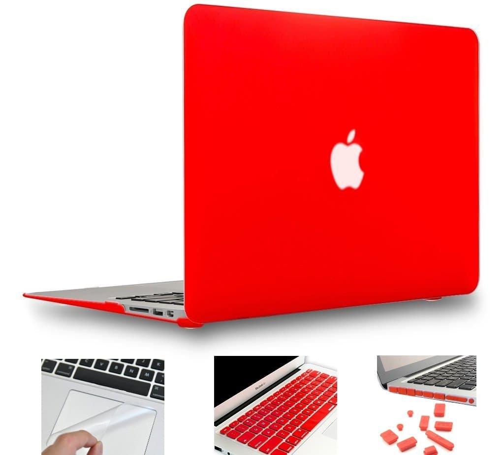 MOCA (3 mac Saviours Free) Hard Shell Case Cover for Apple MacBook Air 13 13.3 Inch A1369 & A1466 Older Version Release 2010 2017 Hard case Cover (Black) (Red)
