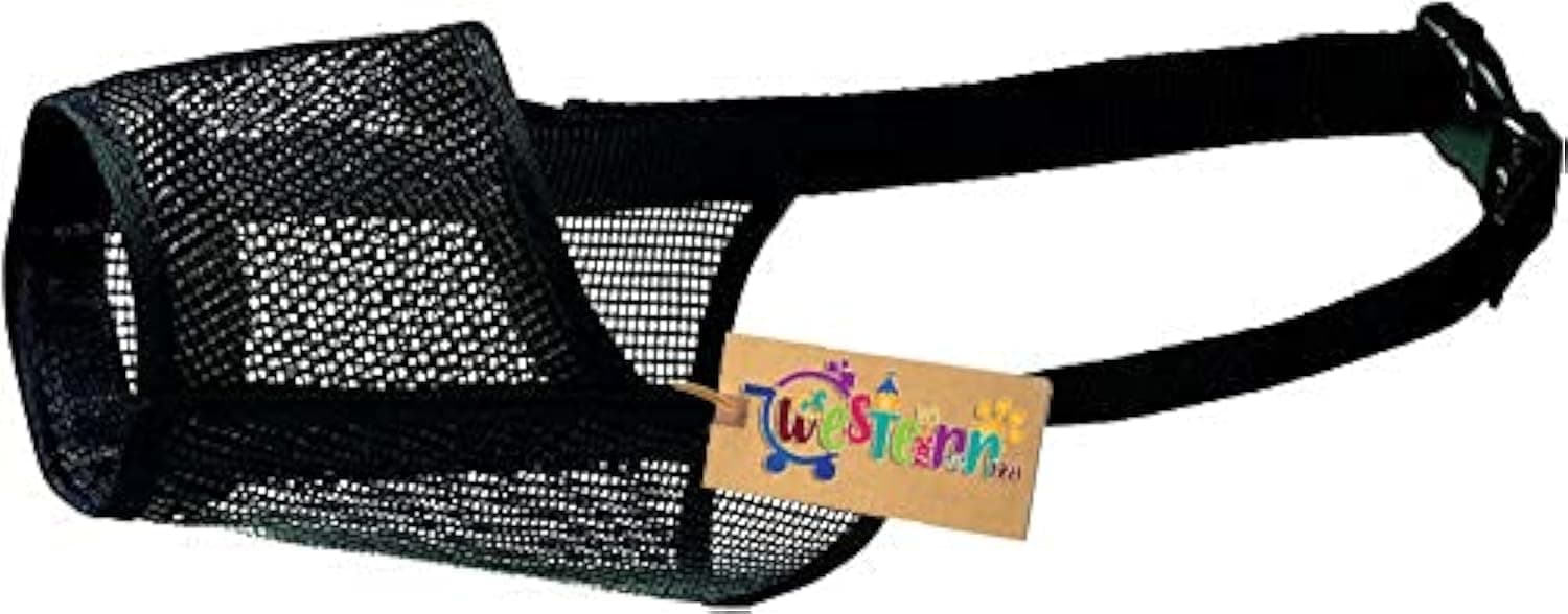 Western Era Strap Net Wire Muzzle for Pet Safety Collar for Anti Biting Dog (Black) (Large - L)