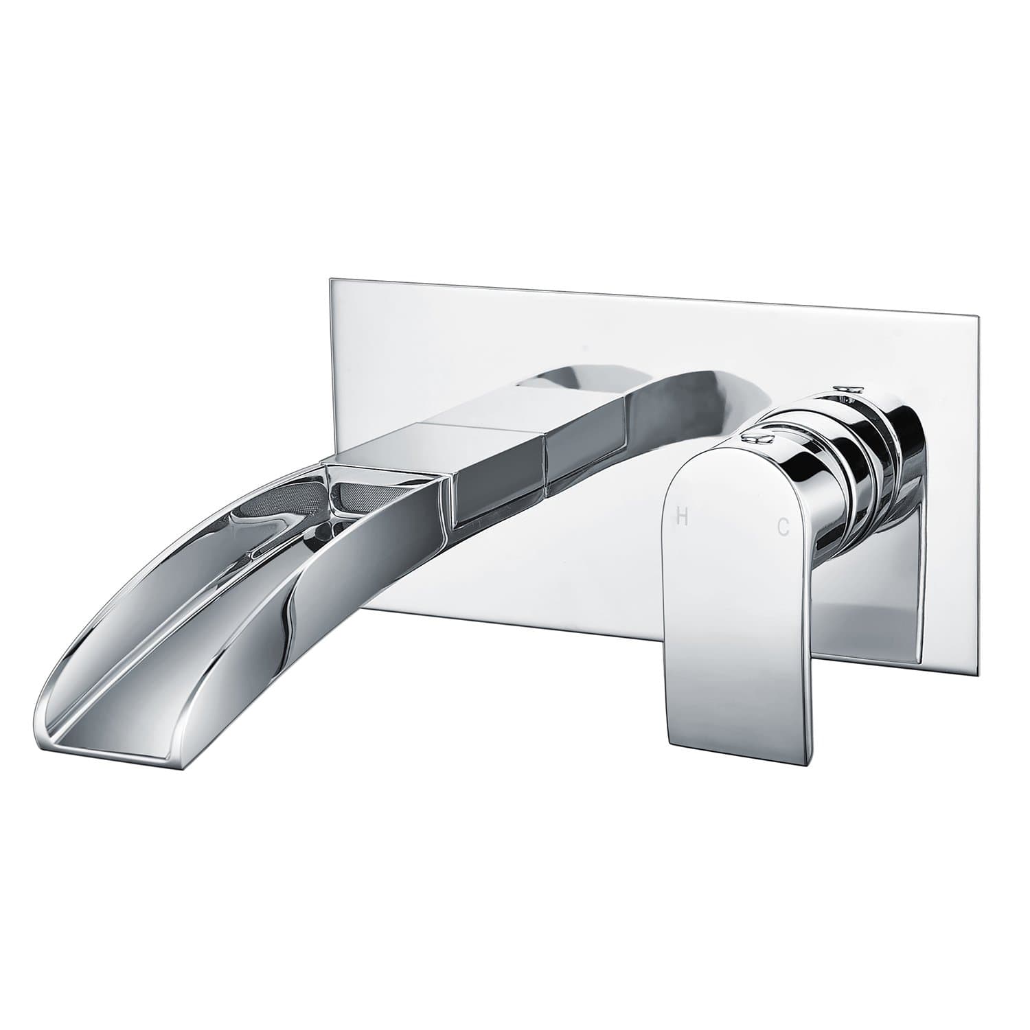 WasserRhythm Wall Mounted Basin Taps Waterfall Bathroom Taps Chrome Brass with Fitting Kits