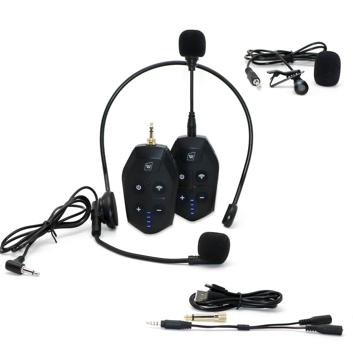 Lavalier Microphone Wireless&Wired Lapel Mic Set for Voice Amplifier Pa System Pa Speaker Video DSLR Camera Recording ect Mini Portable Clip On Rechargeable Transmitter with Receiver