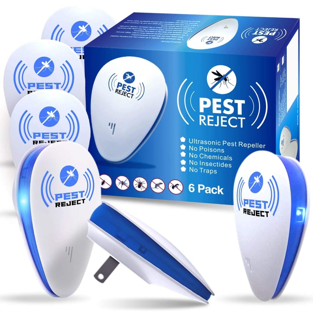 Ultrasonic Pest Repeller [6 Pack] Plug In, Bed Bug Killer, Electronic Mice Repellent, Roach Killer Indoor | Safe, No Harmful Chemicals, Non-Toxic | Effective Against Spiders, Cockroaches, Ants, Mouse
