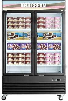 Peak Cold Double Door Retail Ice Cream Display Freezer & Frozen Treat Merchandiser; 45 CU Ft