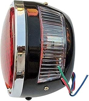 Vintage Hot Rod Tail Lights 2X Rear Lights tail lights assembly | Black Body | Chrome Ring | Red/Amber Lens with 12v Bulbs Suitable for Model A Car & DODGE Trucks, Pickup Duolamp Tail Light