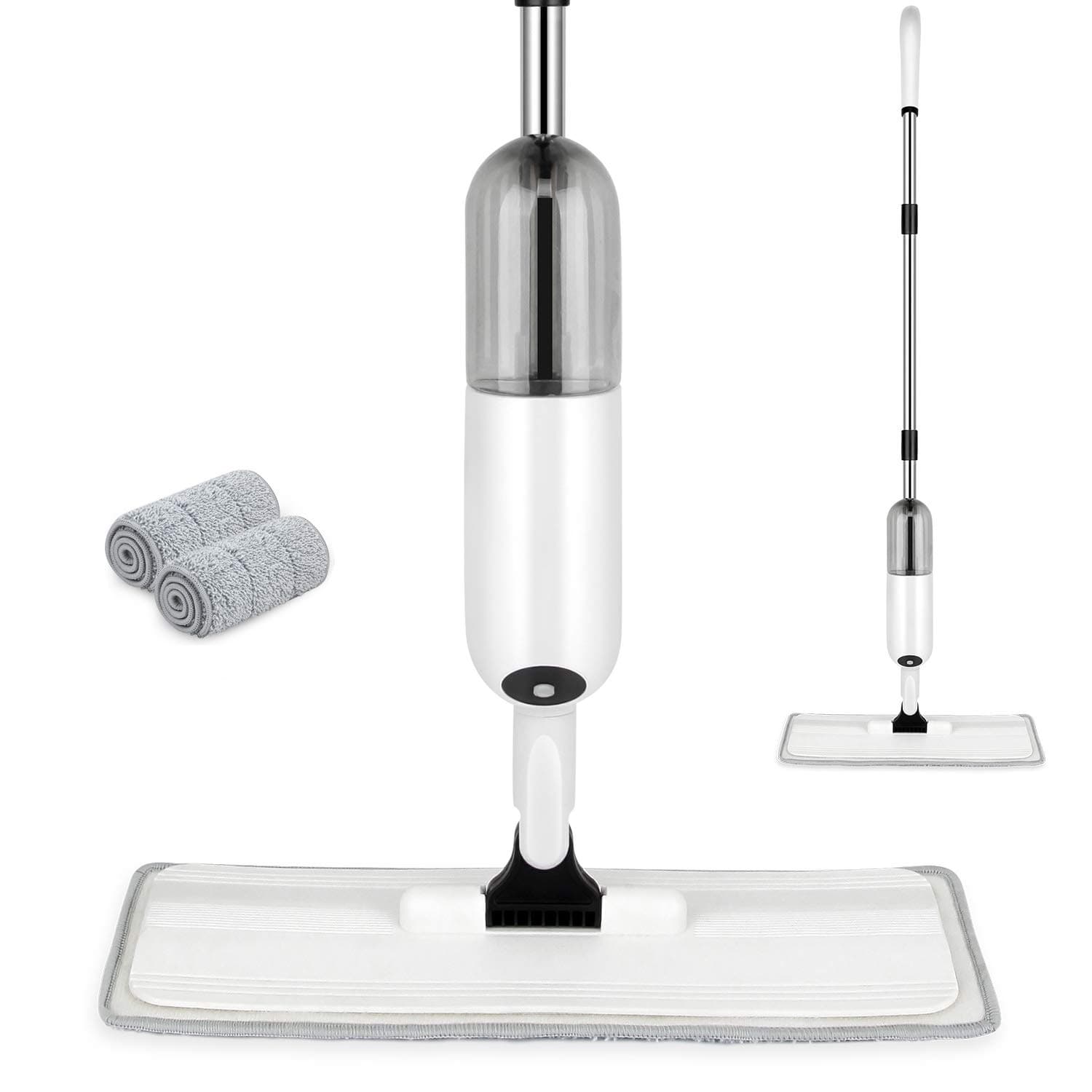 ASOGO Spray Mop for Floor Cleaning, Microfiber Mop with a Refillable Bottle and 2 Washable Pads, Hardwood Floor Mop for Home Kitchen Hardwood Laminate Wood Ceramic Tiles Floor Cleaning (White)