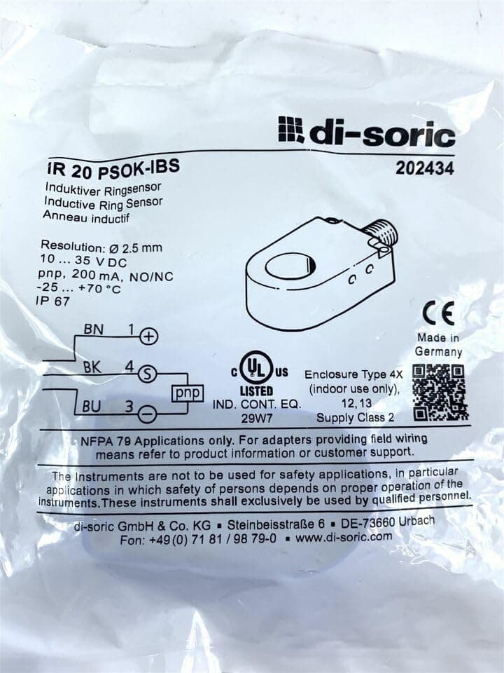 1PC Original di-soric Photoelectric Switch Sensor IR 20 PSOK IBS