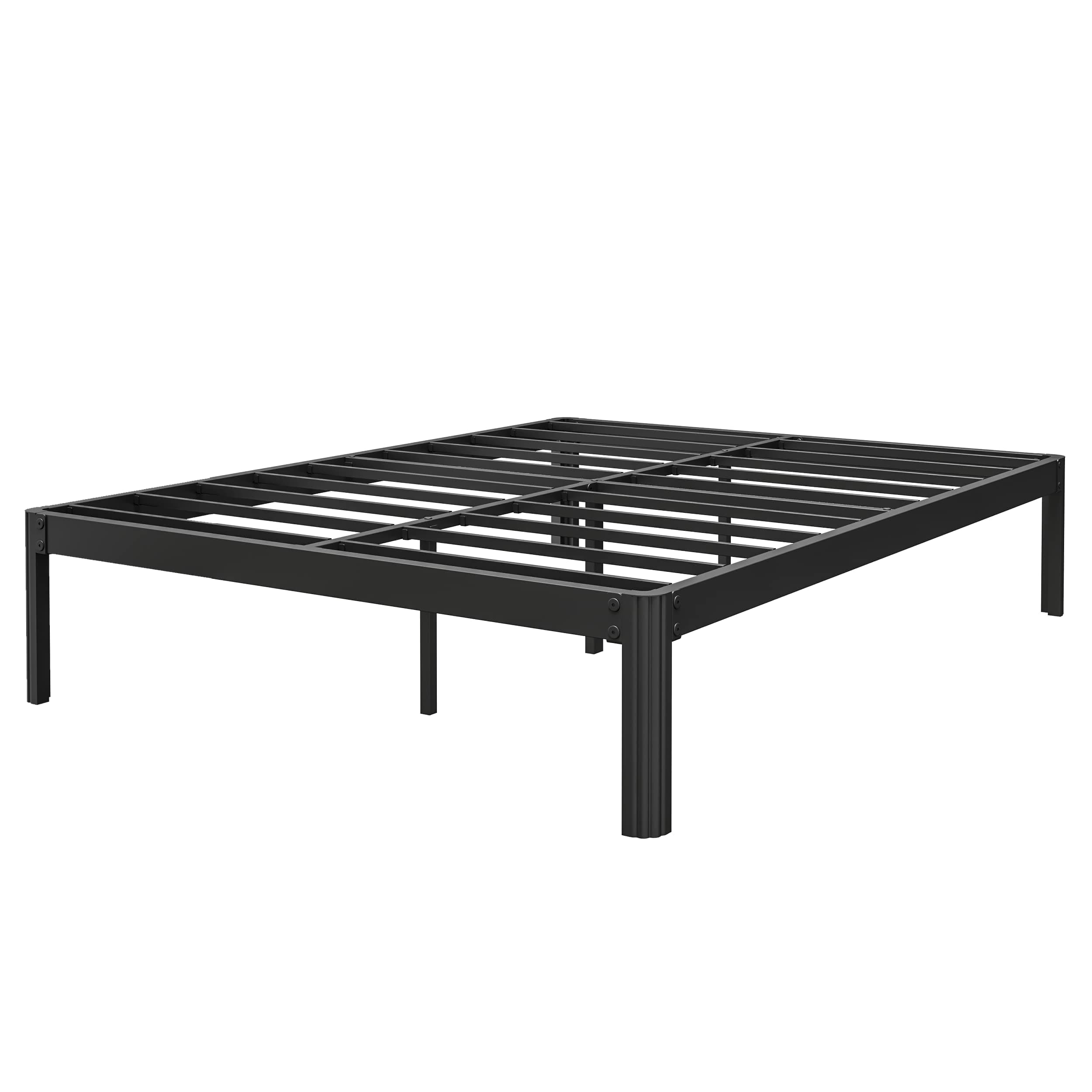 COMASACH 14 inch King Bed-Frame with Round-Corner and Cylinder Shaped Leg, No Box-Spring Needed, 3500 lbs Heavy Duty Non Slip Metal Platform Bed Frames, Noise Free Mattress Foundation, Black