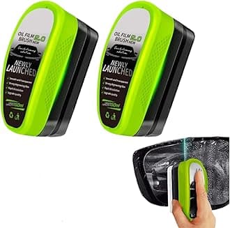 2025 Upgraded Edition Reusable Car Windshield Oil Film Cleaning Brush, Glass Cleaning Plate, Rain and Fog Resistant, Improved Field of View Clarity, Green 2-piece/4-piece Set (4)