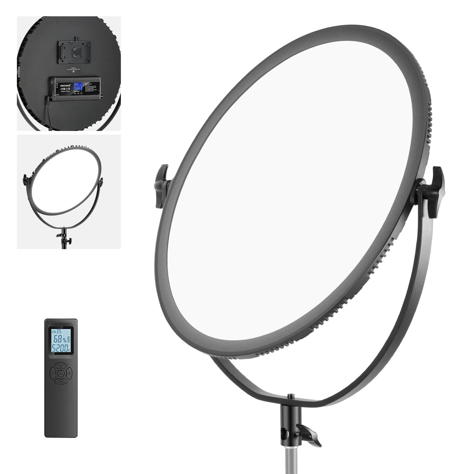 LED Bi-Color Studio Round Lighting, Ultra Thin Studio Edge Flapjack Light, 18''/45.5cm 70W Dimmable Portrait Light with AC Adapter/2.4G Wireless Remote (Battery/Light Stand Not Included)