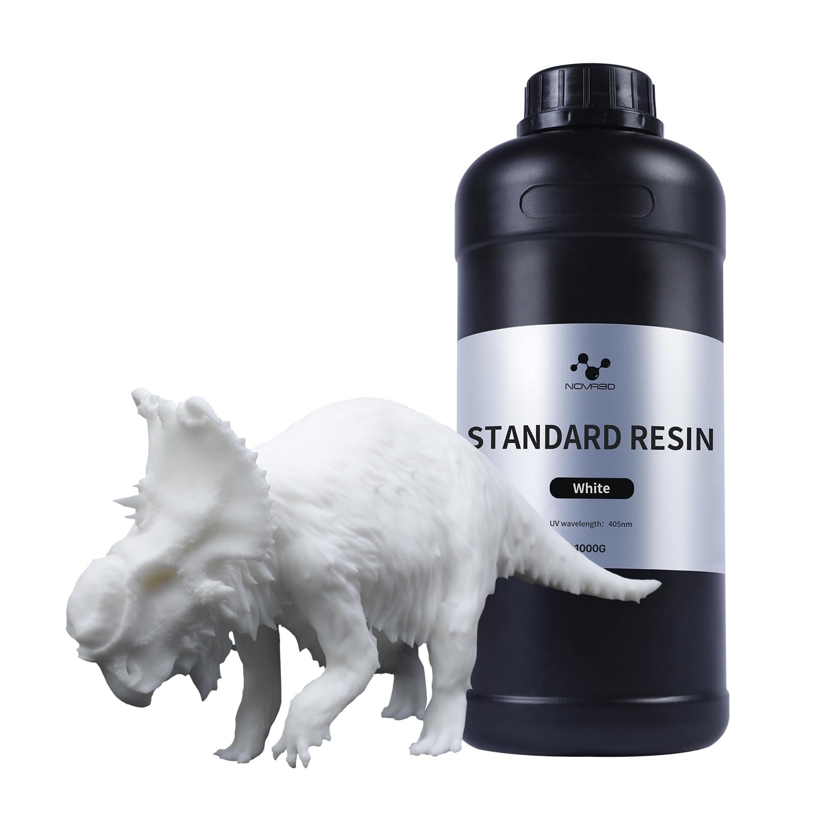NOVA3D 3D Printer Resin, Low Shrinkage & Lower Odor 405nm UV-Curing 3D Printing Resin, High Precision Photopolyme Resin for All LCD/DLP/MSLA 3D Printers(White, 1kg)