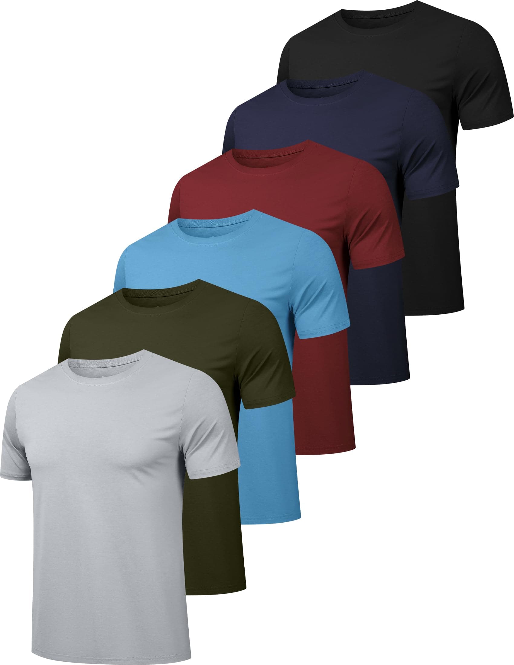 6 Pack Workout Shirts for Men Short Sleeve Athletic Active Tops Quick Dry Crew Neck T Shirt for Running