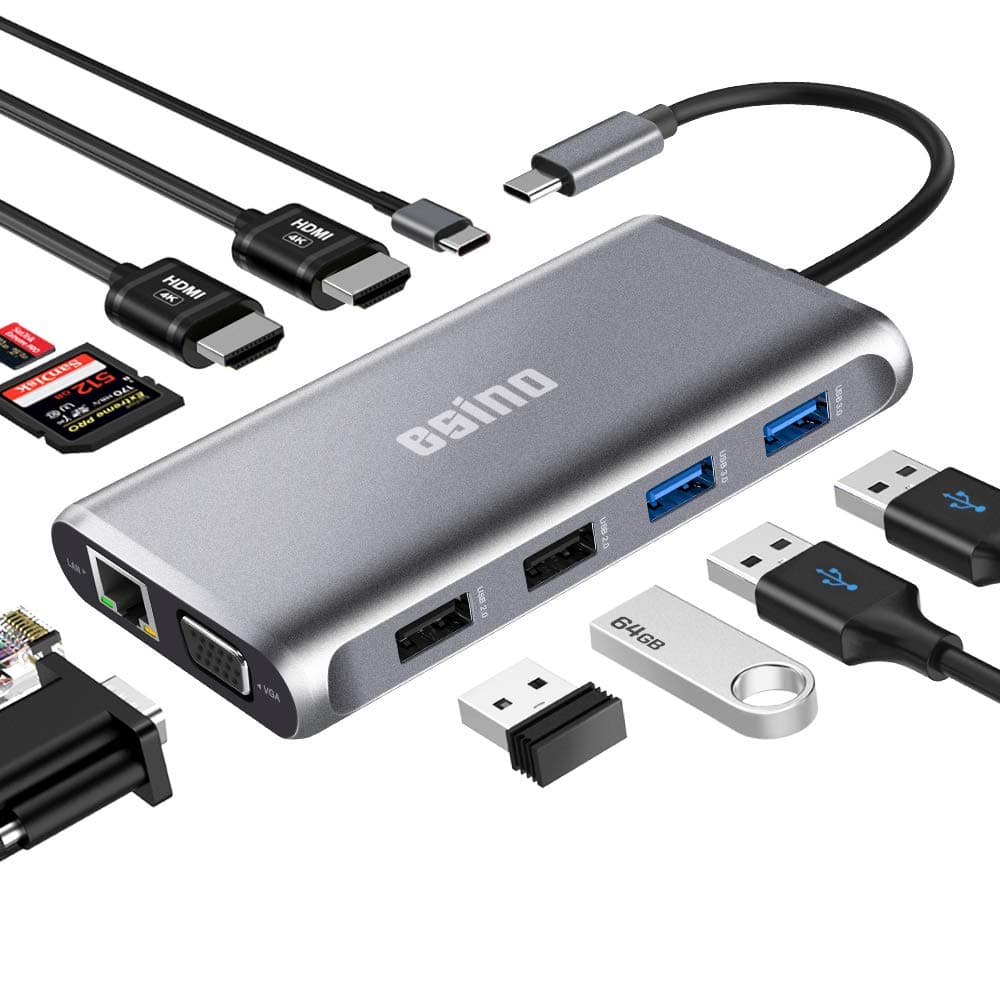 Laptop Docking Station, USB C Docking Station with Triple Display, 11-in-1 USB Type C Dongle with 100W PD,1Gb/s RJ45 Ethernet, Compatible with MacBook or Gen 2 or Thunderbolt 3 Port Laptop