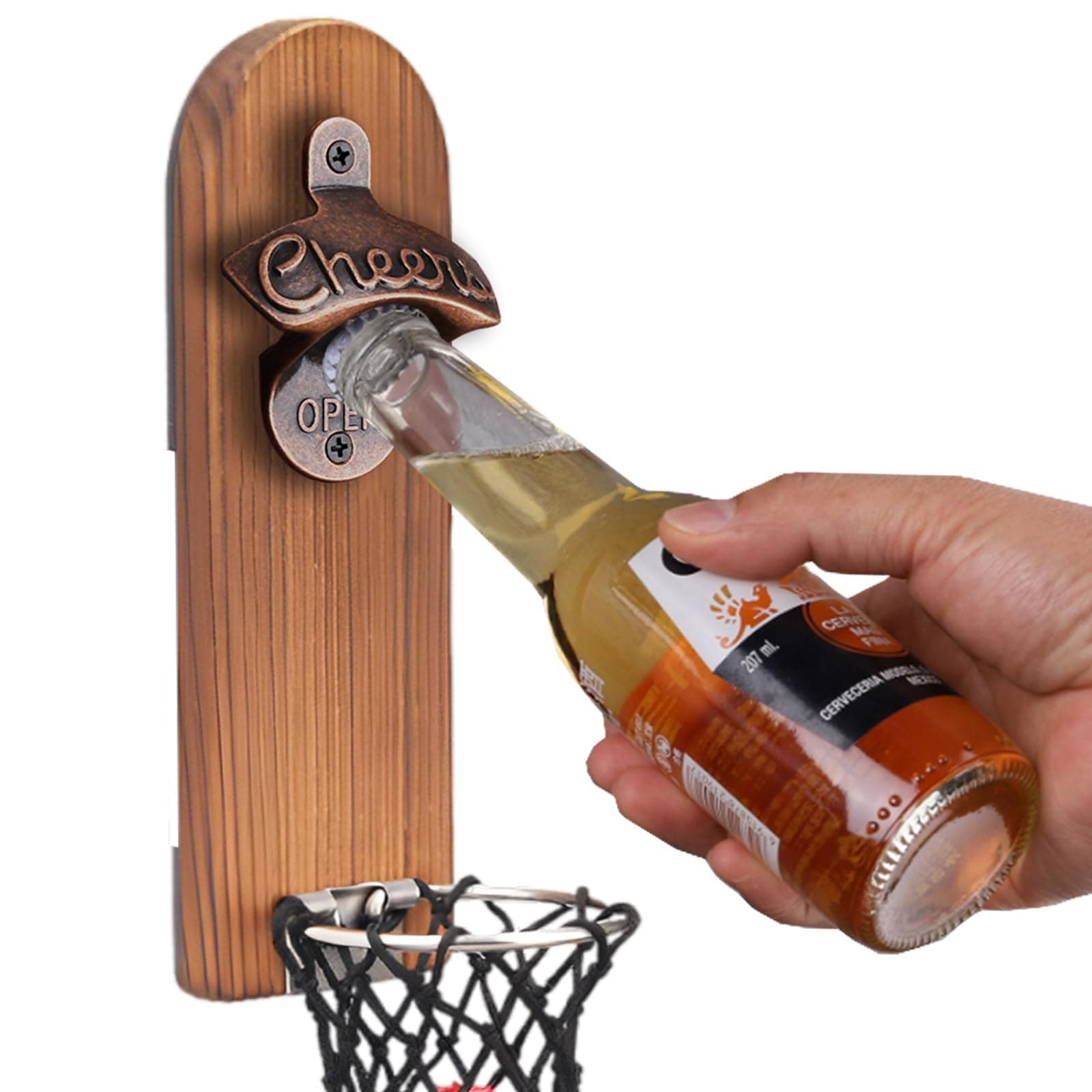 Magnetic Beer Bottle Opener with Cap Collector, Novelty Beer Gifts for Men Dad Husband Him, As Man Cave Accessories, Home Bar Accessories, Pub Accessories, Garden Accessories