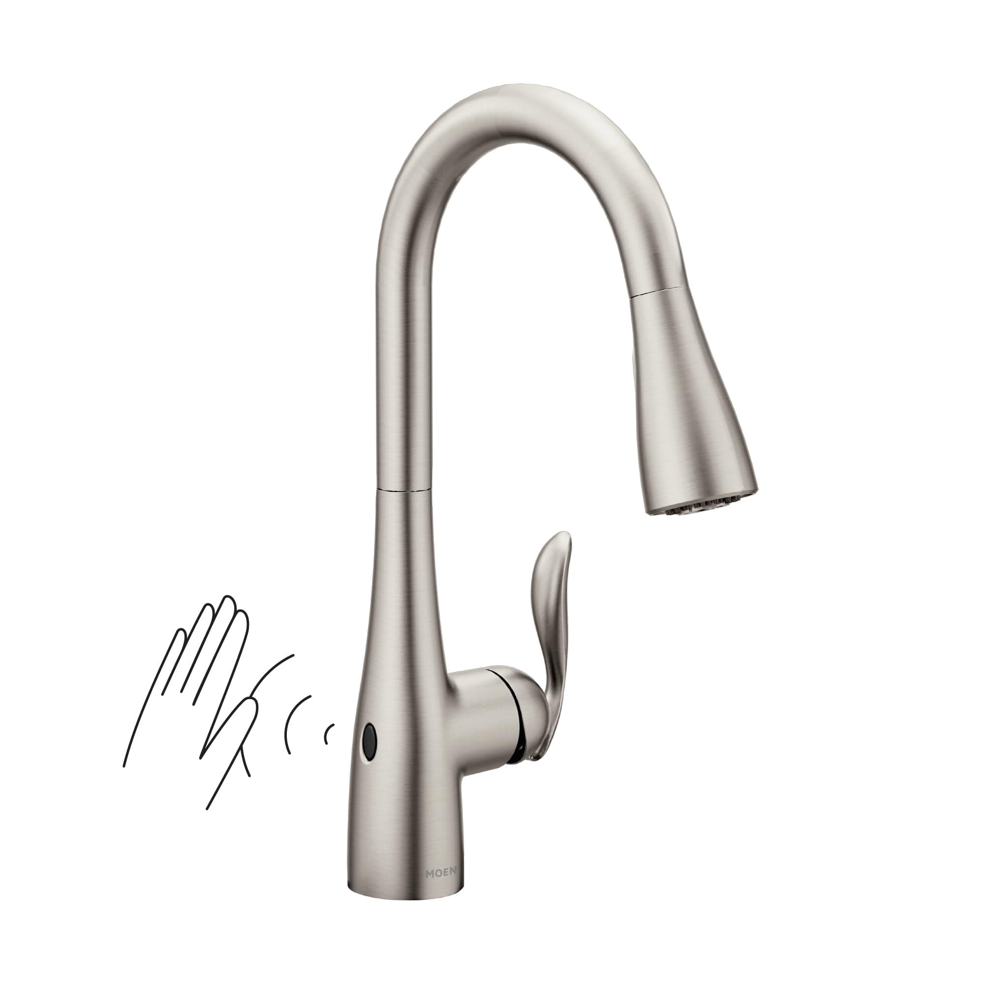 Moen Arbor Motionsense Wave Sensor Touchless One-Handle High Arc Pulldown Kitchen Faucet Featuring Reflex (7594EWSRS), Spot Resist Stainless, 3.63x26.63x14.25