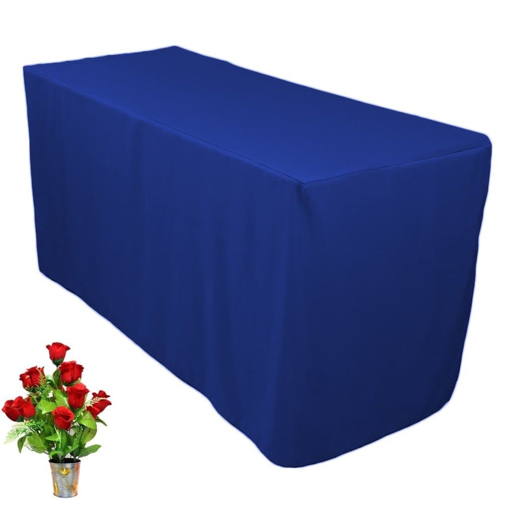 OWS Fitted Rectangle Table Cloth Tresale Table Cover Trade Show Booth DJ 48" L X 24" W X29 H -4 ft Blue - Pack of 1