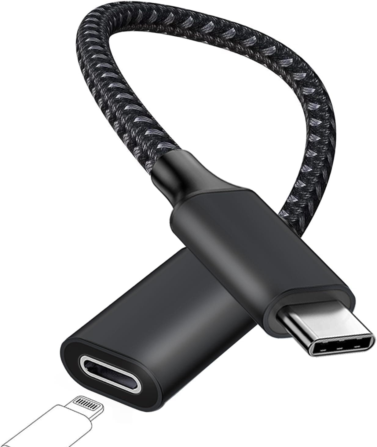 USB C to Lightning Audio Adapter for iPhone 16 15, USB Type C Male to Lightning Female Headphones Cable Converter Fit with iPad Pro, Galaxy S23 S22, Pixel 7 6, MacBook (Not Support Charge & Sync)