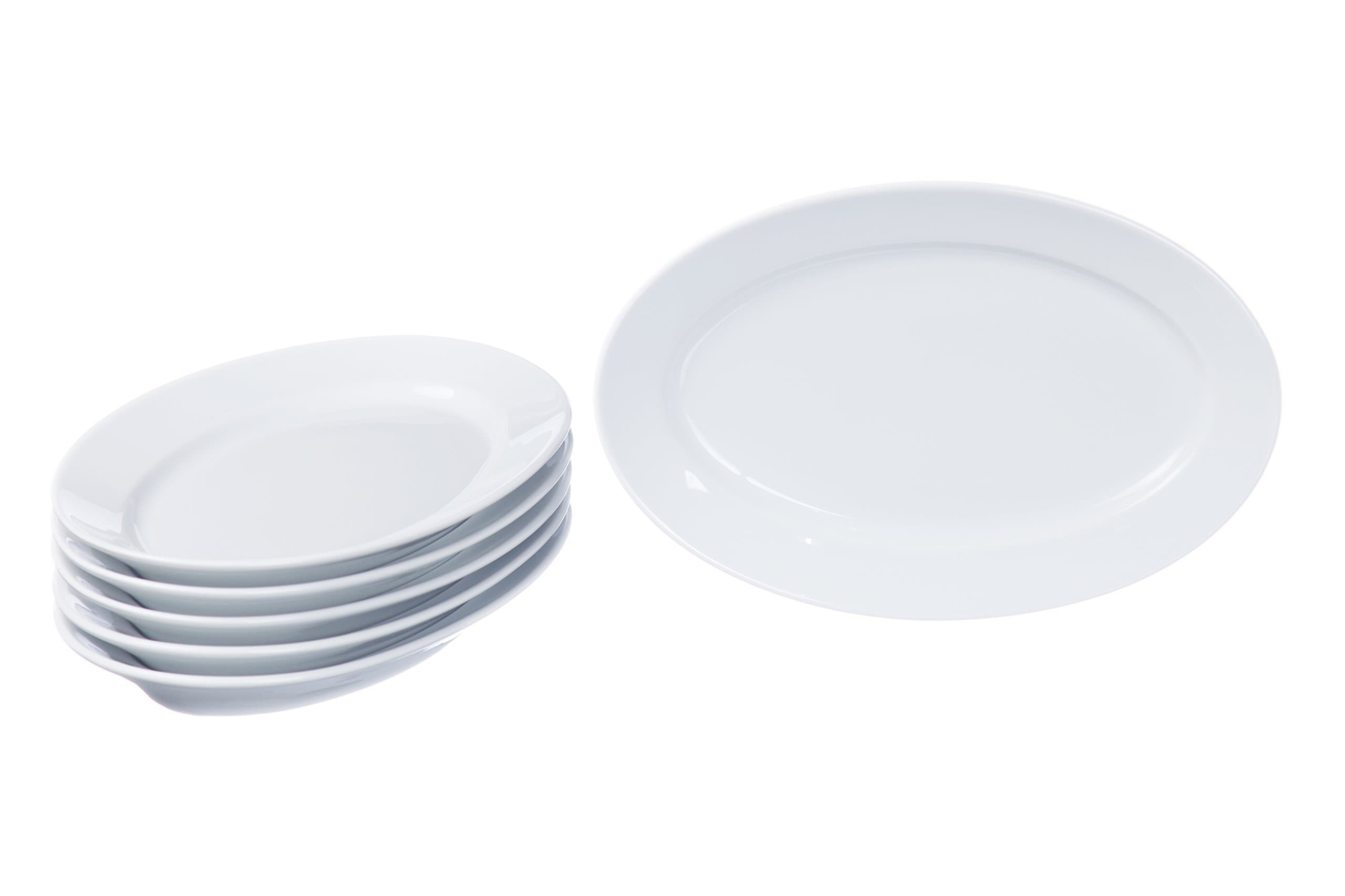 Oval Serving Platters, Serving Dishes, Serving Plates Set, Trays for Parties (3 size), Real Durable White Porcelain, Restaurant&Hotel Quality, 6 Pieces Set, 9.4'' x 6.2''