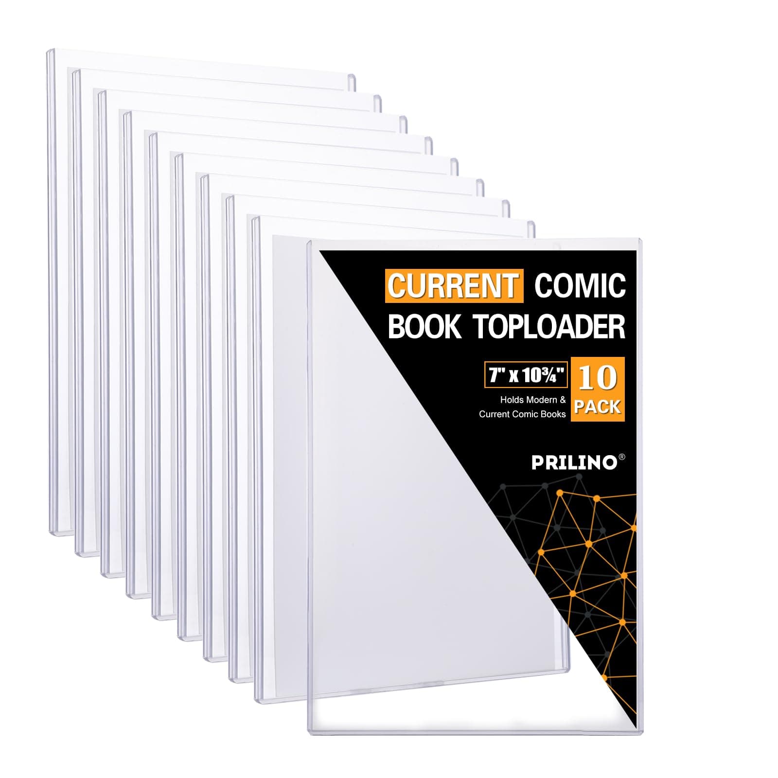 10ct Current Comic Book Top Loaders - Modern Comic Book Top Chargers, Crystal Clear Regular Comic Book Topload, Premium PVC Comic Book Holder, Crystal Clear Protection for Display, Storage, Collection