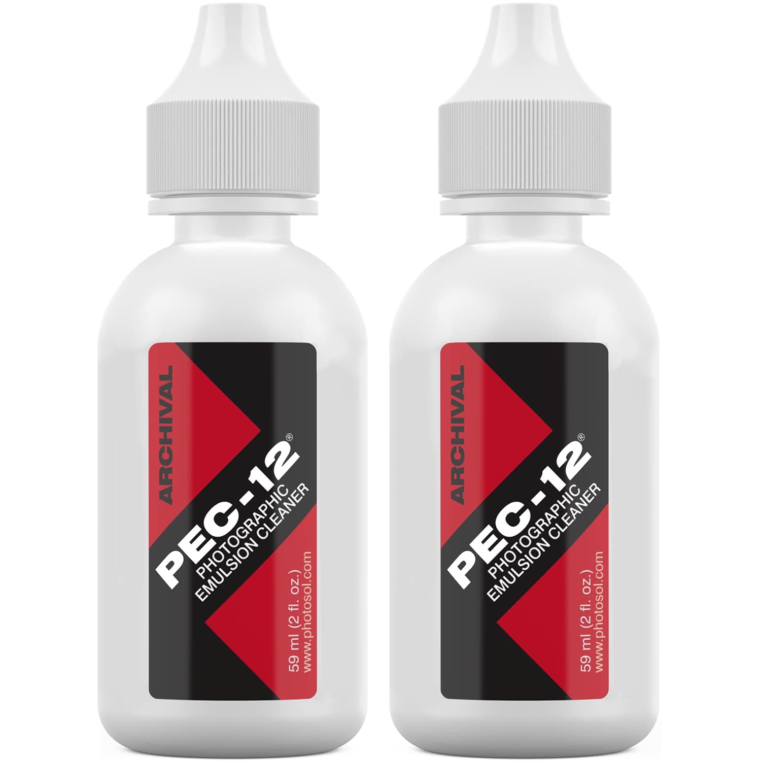PEC-12 Photographic Emulsion Cleaner - Remove Non-Water Based Stains, Grease & Ink from Emulsions and Bases - for Cleaning 35mm Film, Photo Negative, B&W Slide with Dropper Tip (2oz) 2-Pack