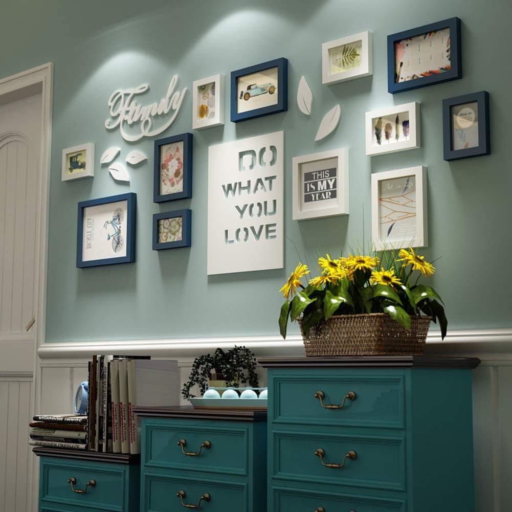 Modern Solid wood Photo wall,Pastoral Creative Photo frames wall set Picture frames collage For Home Office-A