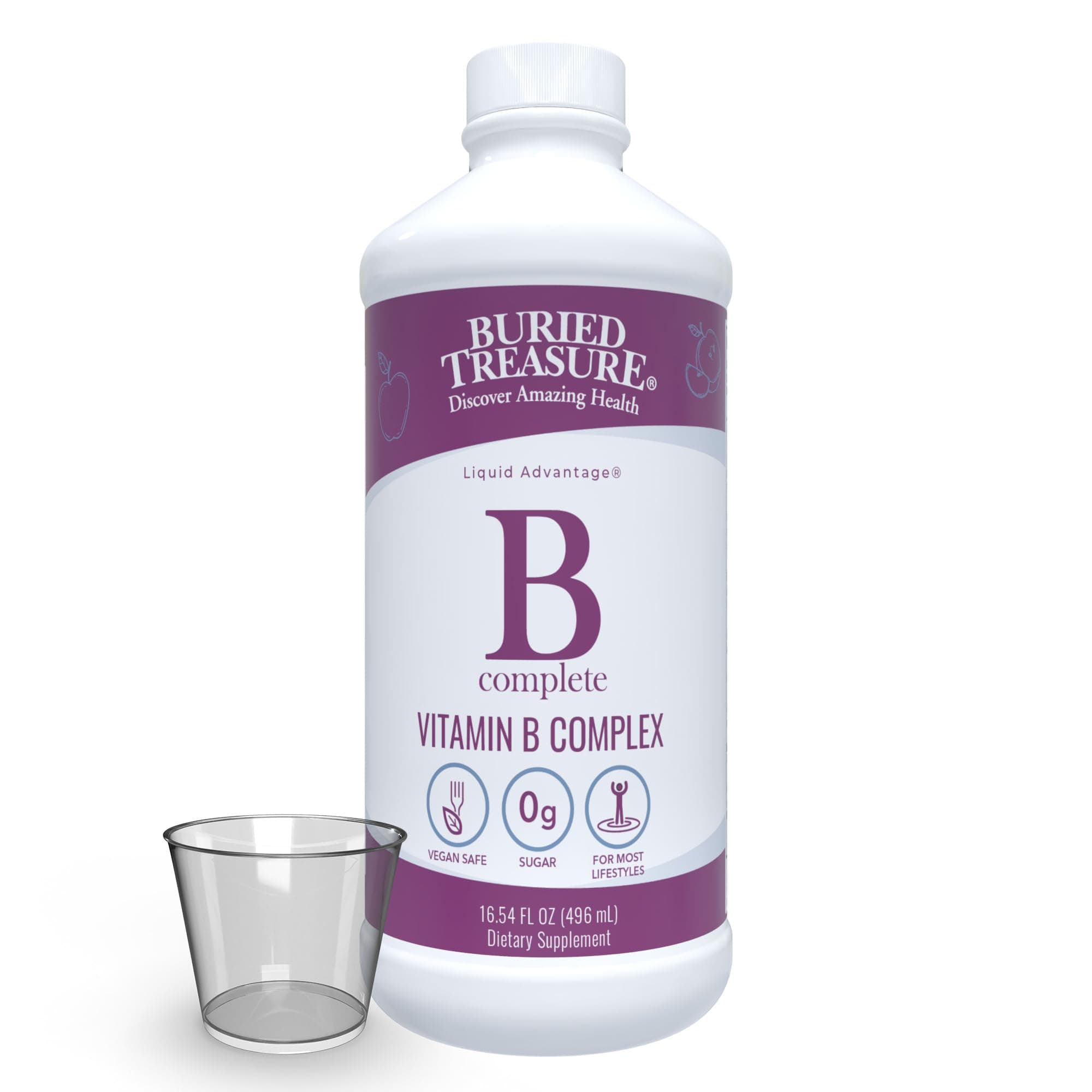 B Complete - Liquid Vitamin B Complex with MethylCobalamin B12 & MethylFolate B9, Biotin, B1, B2,B3, B5, B6, Liquid & Sugar-Free, Women & Men, Dose Cup for Measuring