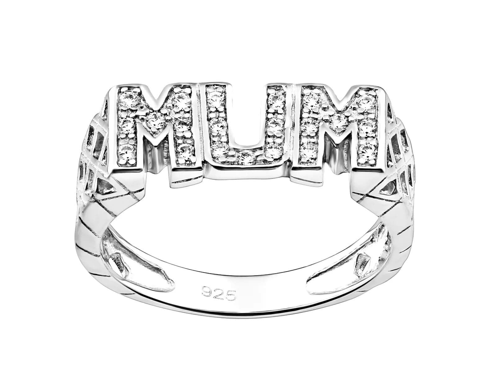Sterling Silver MUM Ring size J K L M N O P Q R S T U V - Stone Set - 925 SILVER