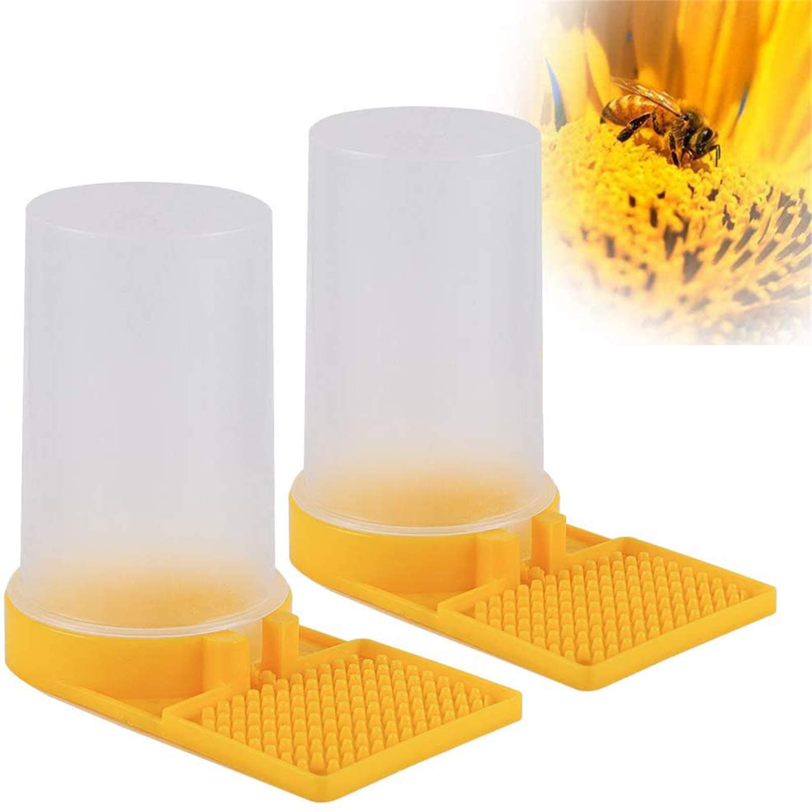 2 Pack Beehive Beekeeping Water Dispenser Bee Drinking Beekeeping Equipment Honey Beehive Entrance Feeder Nest Beekeeper Tools (White and Yellow)
