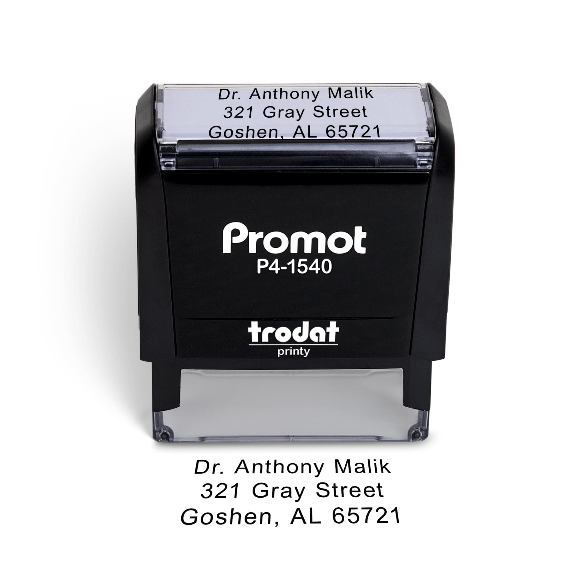 Promot Self Inking Stamp - Small Custom Stamp for Name, Address, Office, or Business Use - Up to 3-Line Personalized Rubber Stamp - Customizable Font & Ink Color - Personalized Name Stamp