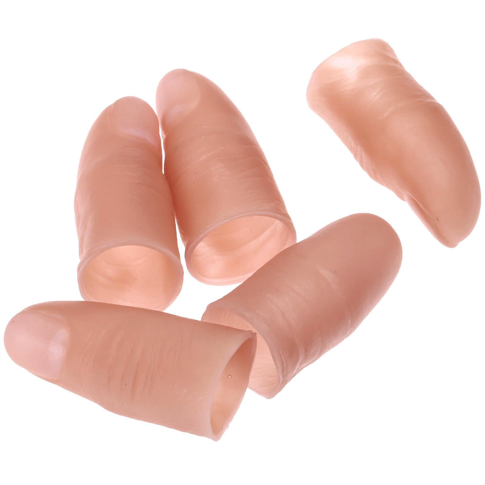 Dophee Kid 5Pcs Finger Magic Trick Fake Soft Thumb Tip Close Up Stage Show Prop Prank Toy- Multi Color