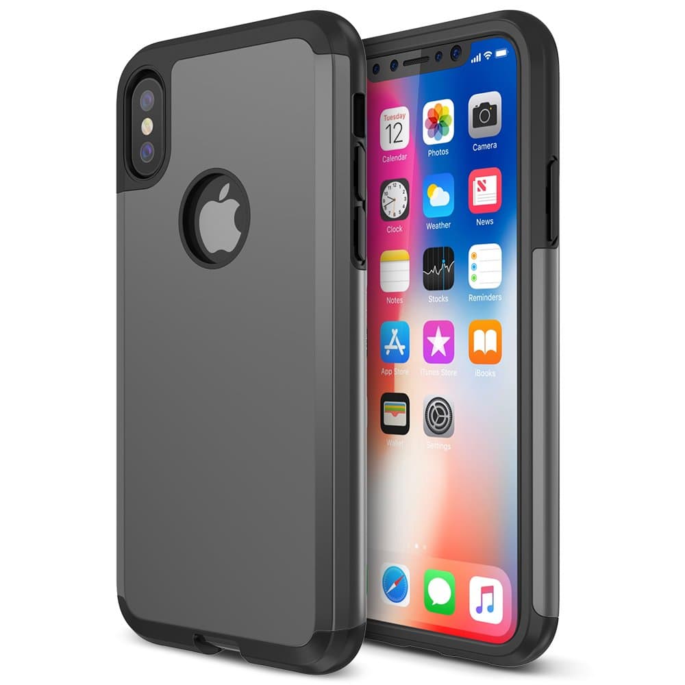 TrianiumProtanium Series Case Designed for Apple iPhone Xs (2018) / iPhone X (2017) Case with Heavy Duty Protection and Reinforced Corner Cushion and Rigid Hard Back Panel PO Gunmetal TM000209