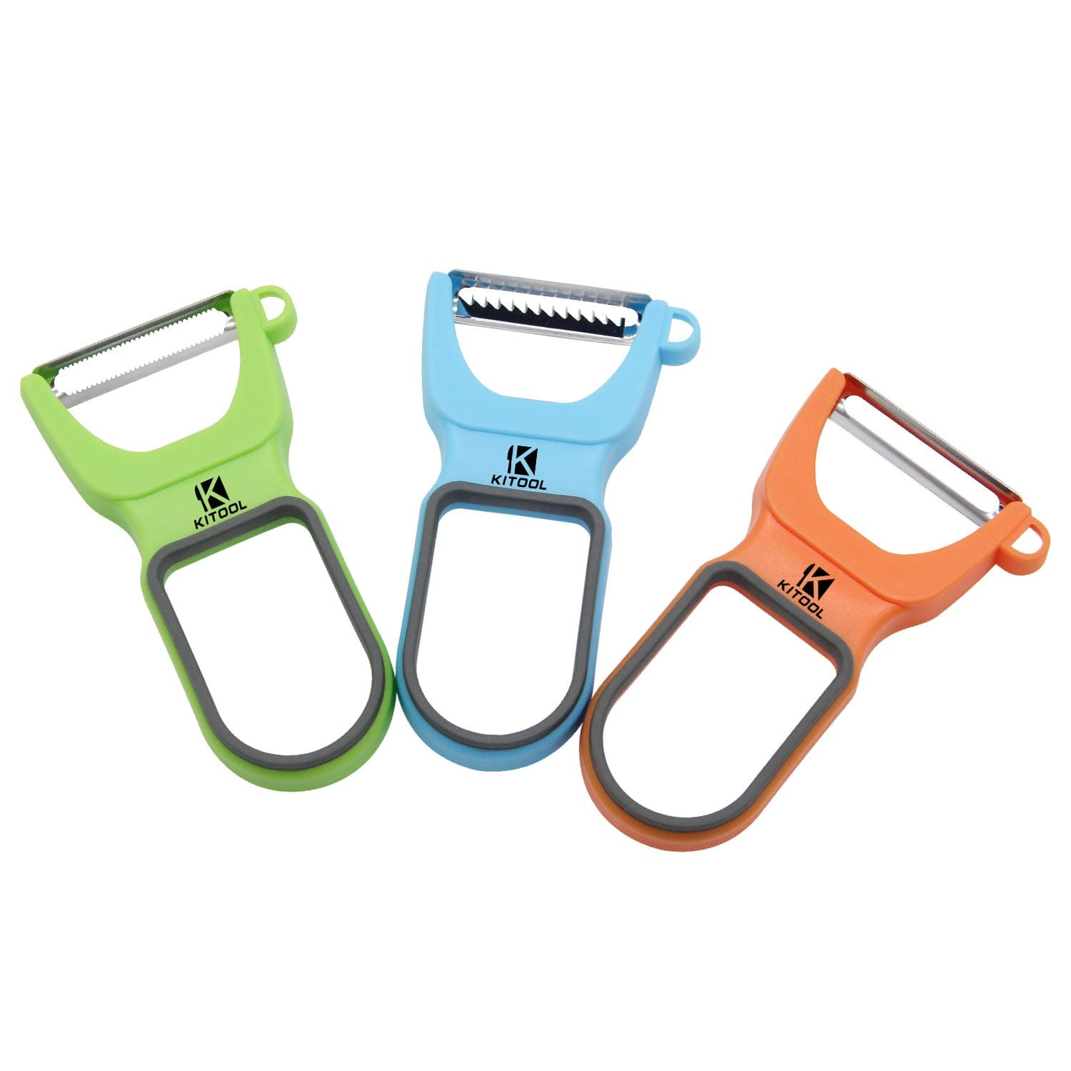 KITOOL 3-Set Good Grips Peeler, Premium Ultra Sharp Stainless Steel Julienne Peeler & Vegetable Peeler, Great for Apples, Carrots and Potatoes
