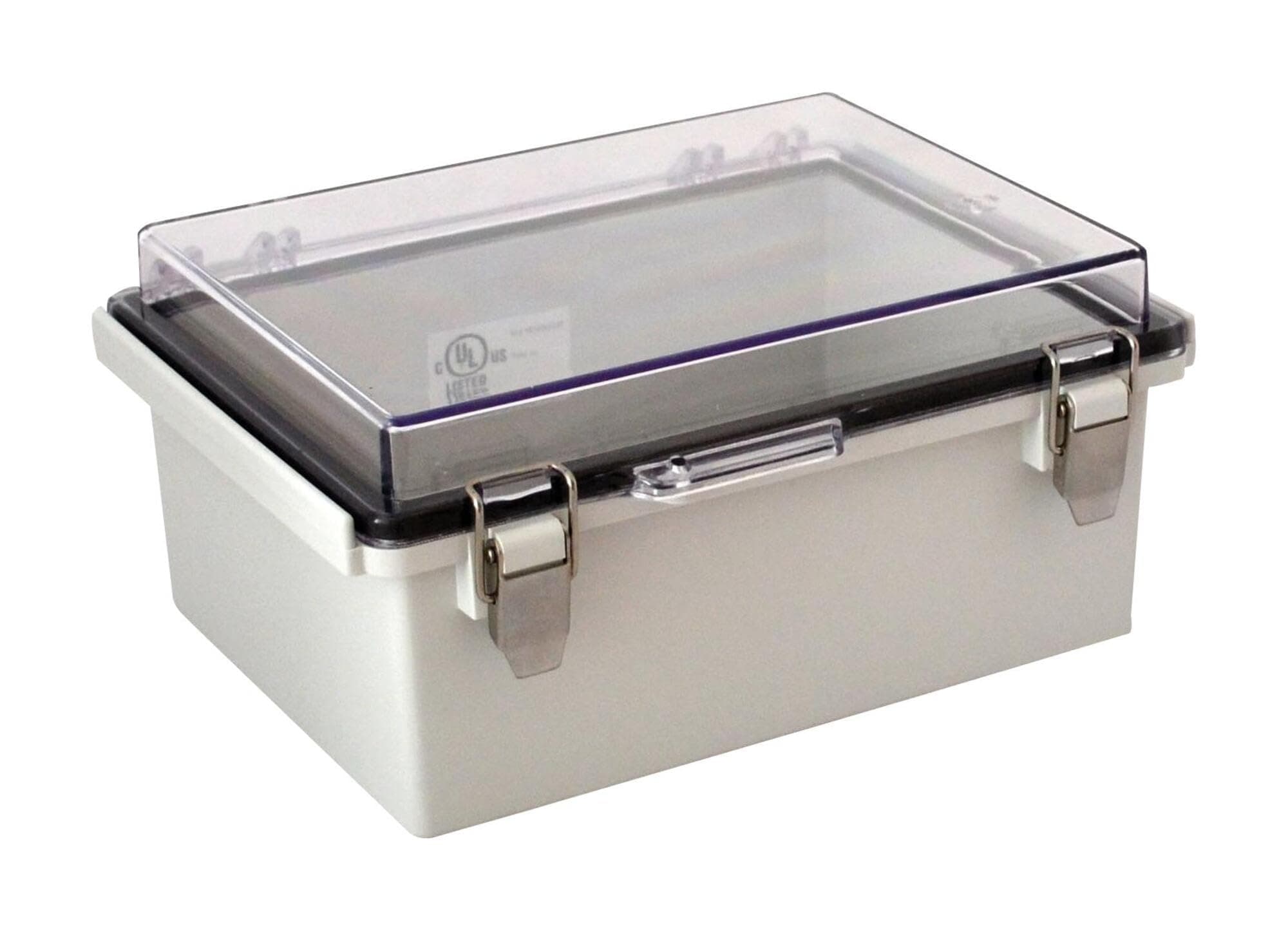 PTQ-11048-C Pc Hinged Enclosure Electrical Enclosure with 10 Percent Fiberglass 6.3" L x 3.94" W x 8.27" D, Gray