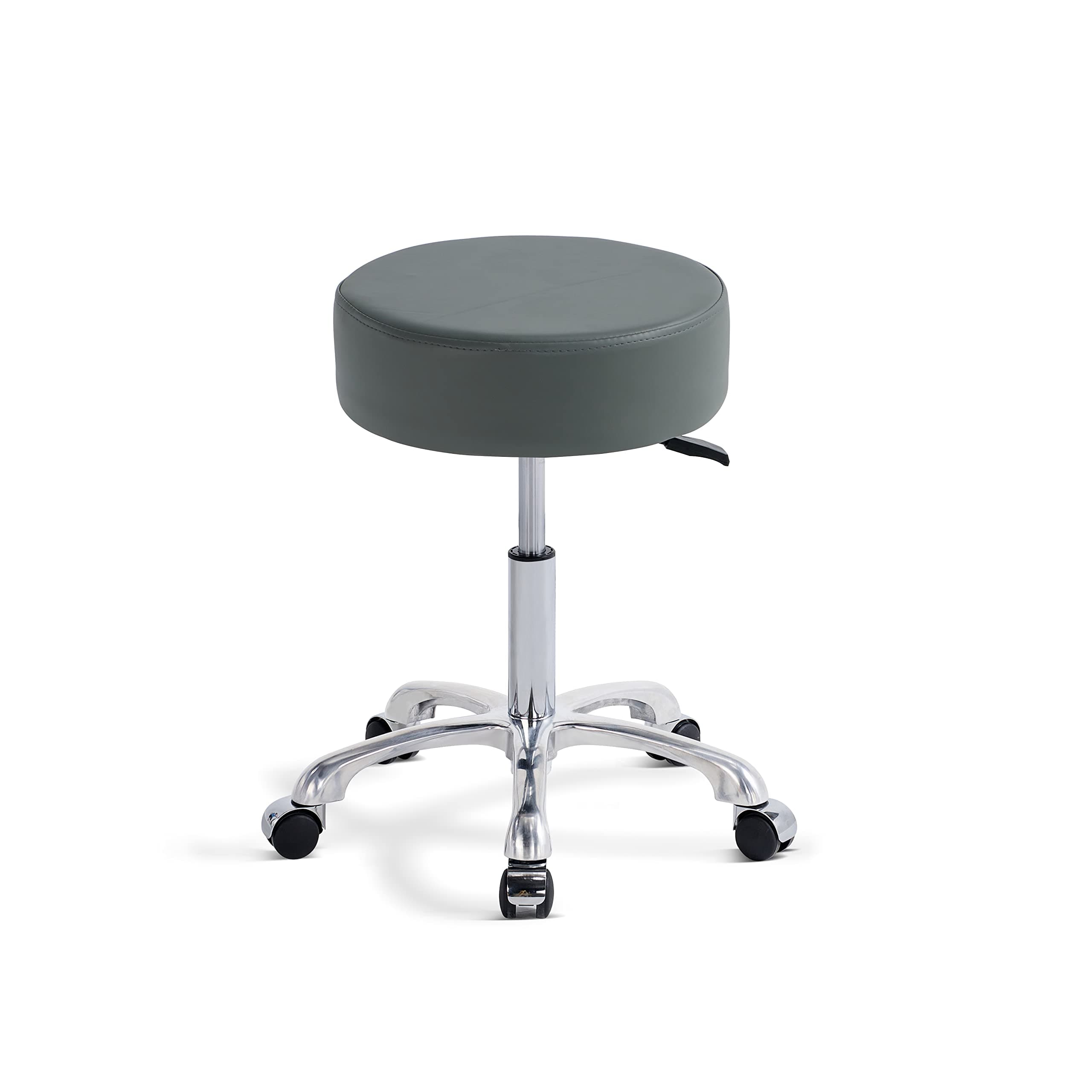 Swivel Rolling Stool Round Chair,Thick Sturdy Padding,Adjustable Stool with Wheels for Doctor,Medical,Massage Salon,Office,Shop(no Back, Gray)