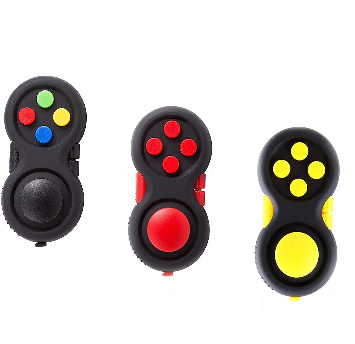 3pack Fidget Pad - 9 Fidget Features Perfect for Skin Picking, ADD, ADHD, Anxiety and Stress Relief Prime Ready and Shipped by Amazon(Colorful、Red、Yellow)