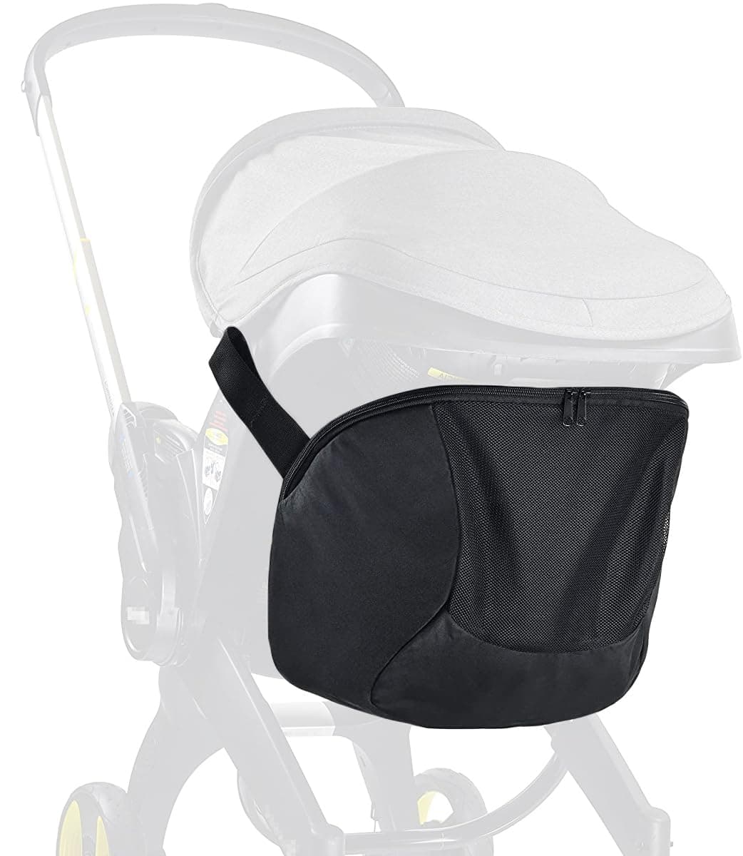 Clip-On Baby Stroller Storage Bag Compatible with Doona Stroller Carseat, Pram Buggy Organizer Bag with Zipper Snap-On Stroller Bag & Large Storage Space, Baby Stroller Storage Bag Accessory