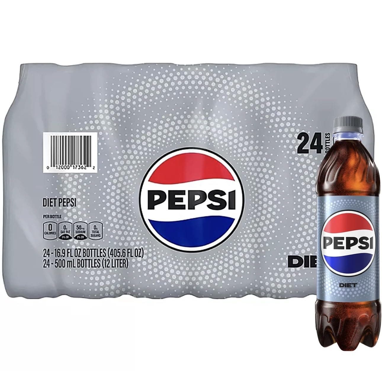 Diet Pep Soda, 16.9 fl oz, 24 Pack